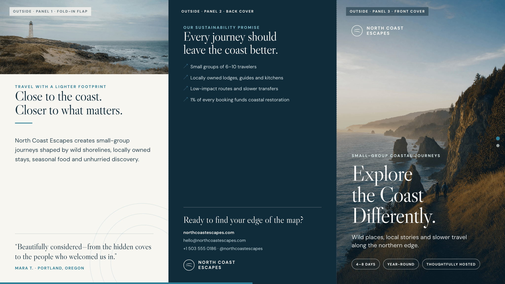 North Coast travel brochure example deck made in Julius