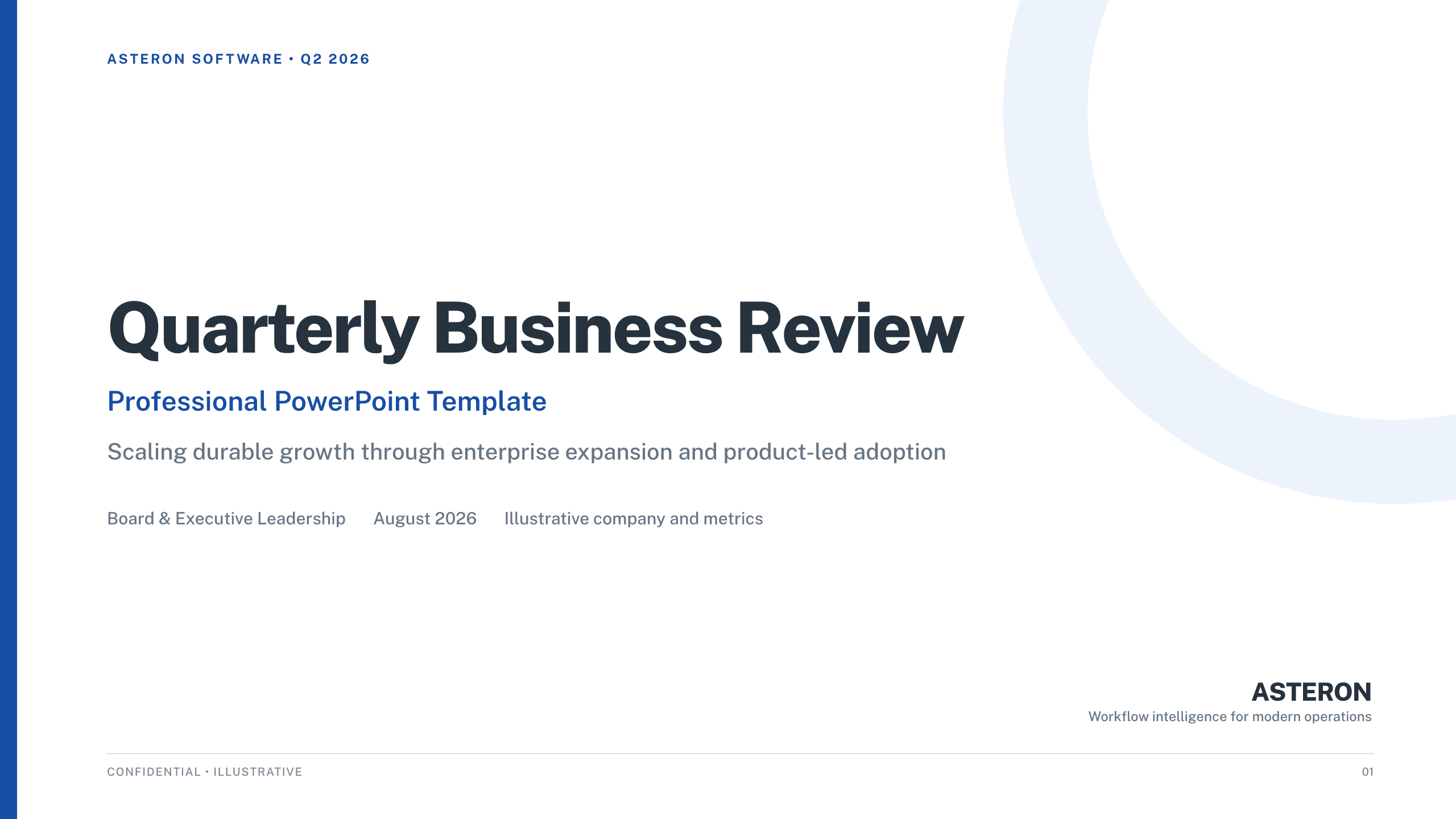 Professional quarterly business review example deck made in Julius